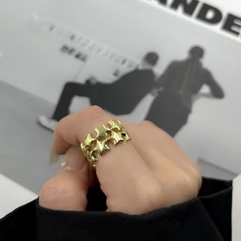 Chunky Gold Rings for Women Vintage Gold Star Rings Statement Wide Chunky Rings Non Tarnish Trendy Irregular Rings Fashion Thumb Rings in Kuwait