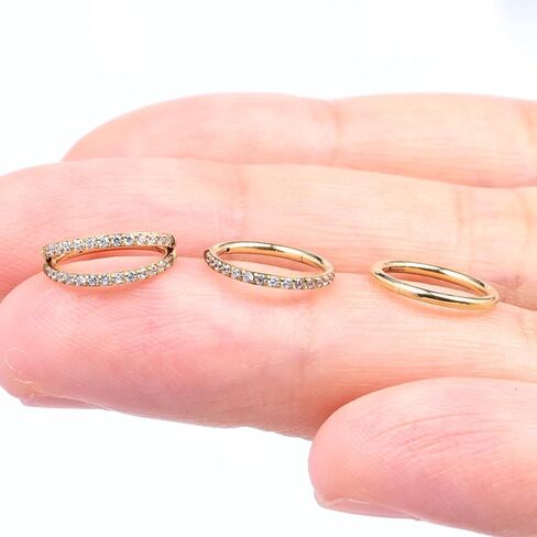 3pcs حلقات الأنف أطواق للنساء - 14K الذهب مطلي 316L من الصلب الجراحي خواتم مزدوجة الأنف خواتم hypoallergenic 18g مفصلية تشيك توليفشيغية مجوهر in Kuwait