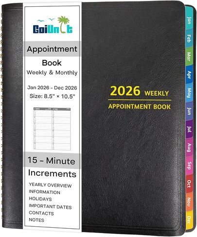 Appointment Book 2025 - Appointment Planner with Weekly ＆ Monthly Spread, January - December, 8.5’’ x 10.5’’, Large, 15 Minute Increments, 2025 Daily Planner with Pockets, Tabs, Flexible Soft Cover in Kuwait