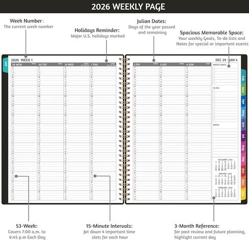 Appointment Book 2025 - Appointment Planner with Weekly ＆ Monthly Spread, January - December, 8.5’’ x 10.5’’, Large, 15 Minute Increments, 2025 Daily Planner with Pockets, Tabs, Flexible Soft Cover in Kuwait