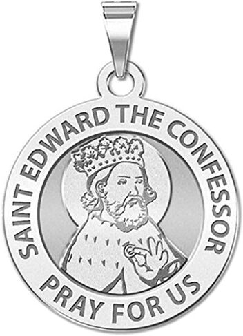 PicturesOnGold.com Saint Edward The Confessor Round Religious Medal - 2/3 Inch Size of Dime, Sterling Silver in Saudi Arabia