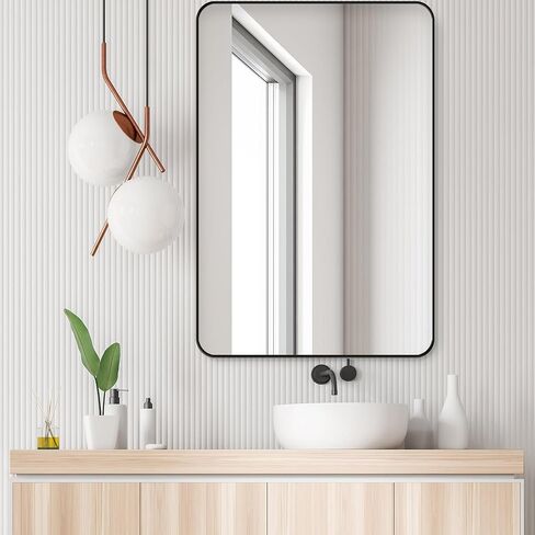 Black Bathroom Mirror,Rectangle 20 x 30 Inch Vanity Wall Mirror,Modern Mirror for Wall,Wood Rectangular Mirror for Bedroom Living Room Entryway in Saudi Arabia