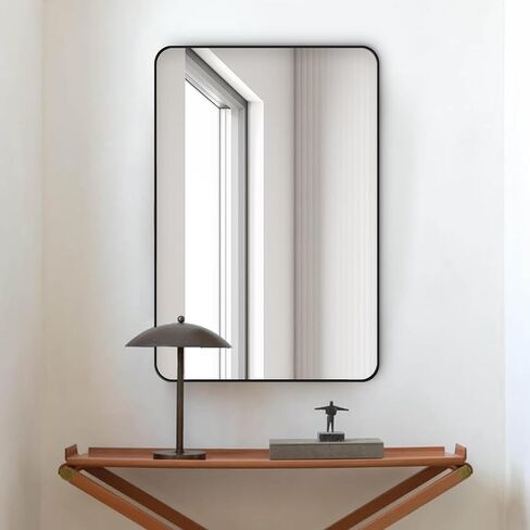 Black Bathroom Mirror,Rectangle 20 x 30 Inch Vanity Wall Mirror,Modern Mirror for Wall,Wood Rectangular Mirror for Bedroom Living Room Entryway in Saudi Arabia