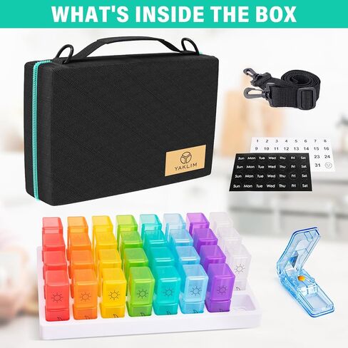 منظم حبوب منع الحمل الشهري مرتين في اليوم ، صندوق حبوب منع الحمل لمدة 31 يومًا بعد PM مع قاطع حبوب منع الحمل وحقيبة حبوب منع الحمل ، وحالات حبوب منع الحمل الناعمة المحمولة مع ملصقات أسبوعية ، وأدوية مريحة وتتبع الفيتامينات in Kuwait