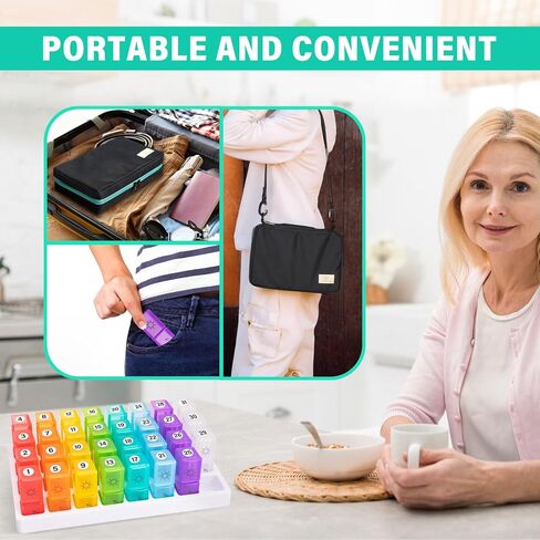 منظم حبوب منع الحمل الشهري مرتين في اليوم ، صندوق حبوب منع الحمل لمدة 31 يومًا بعد PM مع قاطع حبوب منع الحمل وحقيبة حبوب منع الحمل ، وحالات حبوب منع الحمل الناعمة المحمولة مع ملصقات أسبوعية ، وأدوية مريحة وتتبع الفيتامينات in Kuwait