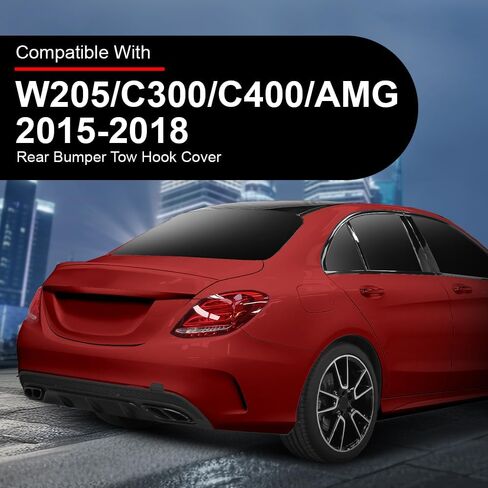 Rear Bumper Towing Cover Tow Hook Cover, Fit Mercedes-Benz C300 350e C400 C450 2015 2016 2017 2018 2019 2020, Black in Saudi Arabia