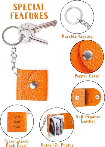 Personalized Leather Photo Album Keychain with Keepsake Box, Custom Engraved Wedding Gift for Couples, Bridesmaids in Saudi Arabia
