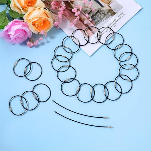 120 Pack Wire Keychain Cable, 6 Inches Stainless Steel Wire Ring, 2mm Loops Cable Key Ring, Key Chain Rings, Coated Heavy Duty Luggage Tags Loops for Hanging Keyring Keys Tag Keepers Black in Saudi Arabia