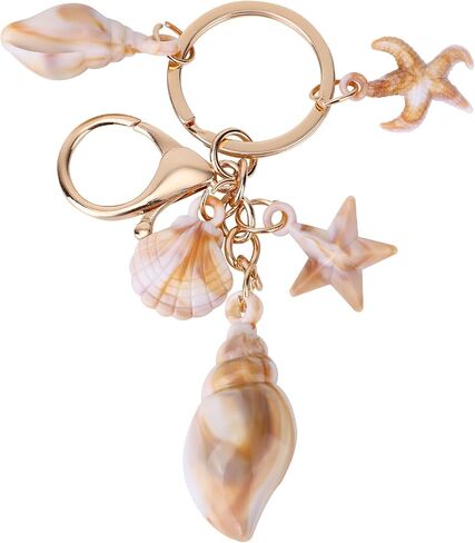 BOXOB Seashell Keychain, Beach Themed Bag Charm Cute Conch Starfish Shell Pendant Key Chain Ocean Key Ring Accessory Gift for Women Summer Holiday Beach Party Jewelry in Saudi Arabia