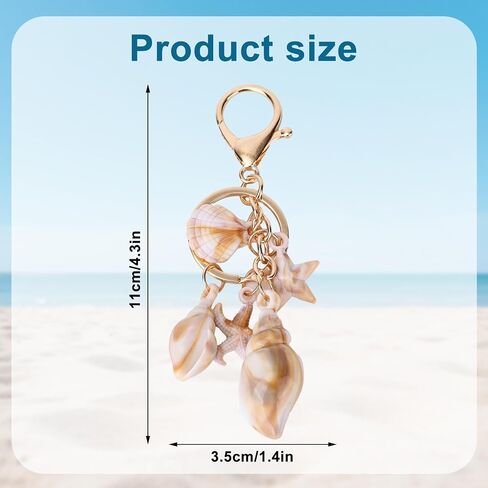 BOXOB Seashell Keychain, Beach Themed Bag Charm Cute Conch Starfish Shell Pendant Key Chain Ocean Key Ring Accessory Gift for Women Summer Holiday Beach Party Jewelry in Saudi Arabia