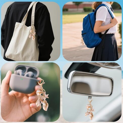 BOXOB Seashell Keychain, Beach Themed Bag Charm Cute Conch Starfish Shell Pendant Key Chain Ocean Key Ring Accessory Gift for Women Summer Holiday Beach Party Jewelry in Saudi Arabia