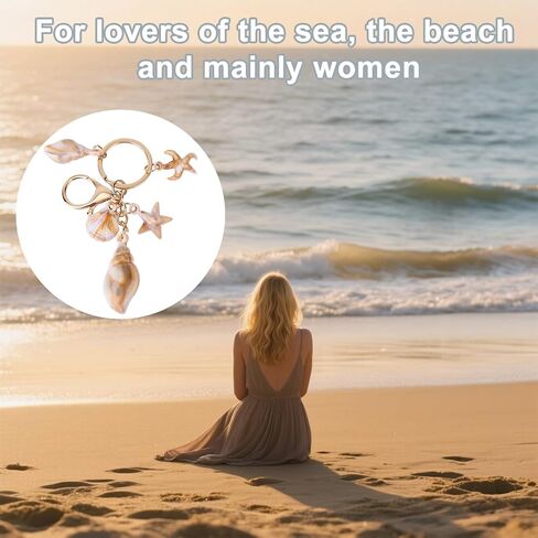 BOXOB Seashell Keychain, Beach Themed Bag Charm Cute Conch Starfish Shell Pendant Key Chain Ocean Key Ring Accessory Gift for Women Summer Holiday Beach Party Jewelry in Saudi Arabia