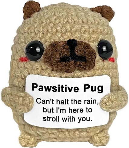 Positive Crochet Dog Gifts, Crocheted Emotional Support Animal, Thoughtful Pug Gifts for Pug Lovers Women Best Friends 1Pc in Saudi Arabia