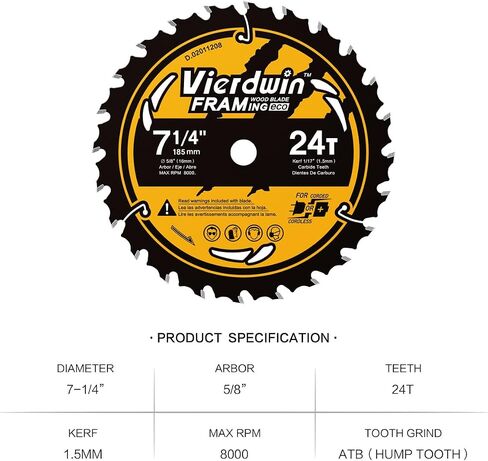 7-1/4 Inch Circular Saw Blade 10-Pack – 40 Teeth, 5/8 Inch Arbor, Precision Wood Cutting Blades for Softwood, Hardwood, Plywood, MDF, and More – Ideal for Circular Saws and Cordless Saws in Saudi Arabia