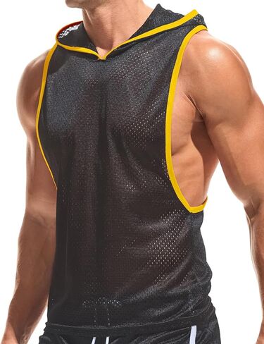 Men's Workout Hooded Tank Tops Bodybuilding Muscle Cut Off T Shirt Sleeveless Gym Hoodies in Kuwait