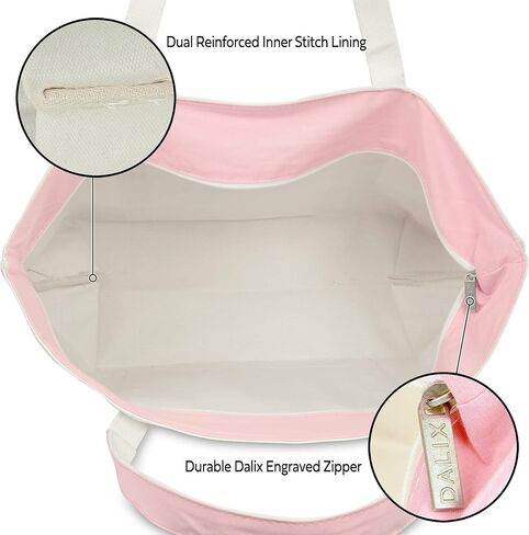 DALIX Striped Beach Bag Tote Bags Satchel Personalized Pink Ballent Letter A - Z in Saudi Arabia