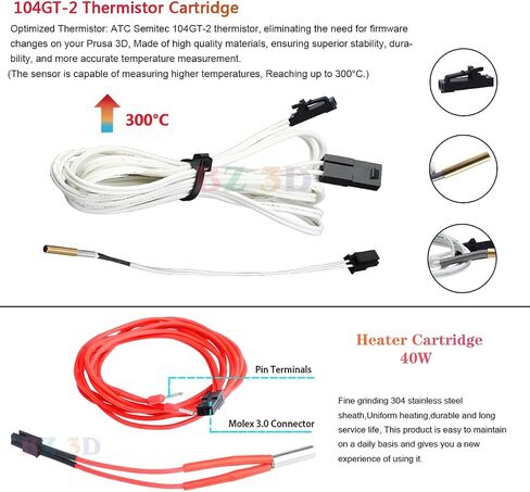 مجموعة Prusa i3 MK3 Hotend 24V 40W، ترقية V6 ثنائية المعدن لكسر الحرارة، كتلة سخان من الألومنيوم، فوهة نحاسية V6 0.4 مم لطابعة Prusa i3 MK3، MK3S، MK3S+3D لمجموعة V6 Hotend. in Saudi Arabia