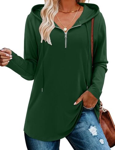 BETTE BOUTIK Womens Quarter Zip Tunic Hoodies Pullover Long Hooded Sweatshirts S-3XL in Kuwait