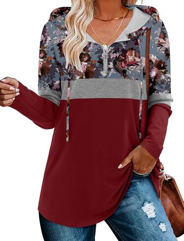 BETTE BOUTIK Womens Quarter Zip Tunic Hoodies Pullover Long Hooded Sweatshirts S-3XL in Kuwait