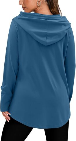 Bette Boutik Womens Quarter Zip Tunic Hoodies Pullover Long Hooded Sweatshirts S-3XL in Kuwait