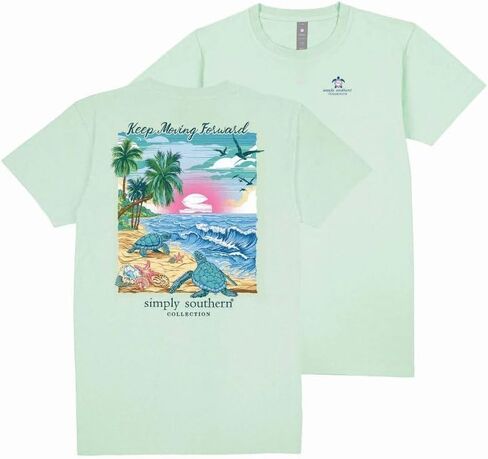 Simply Southern Keep Moving Forward - Turtles - Palm Trees - Beach - Adult T-Shirt in Saudi Arabia