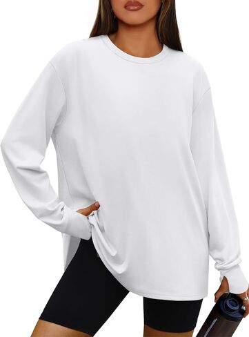 OFEEFAN TSHIRTTS كبيرة للنساء ثقب الإبهام ثقب الأكمام الطويلة قمم الطاقم TEE Y2K ملابس الخريف أزياء الملابس in Kuwait