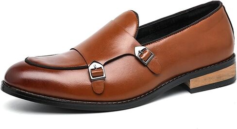 Dress Shoes for Men Elegant Double Monk Strap Loafers for Men Stylish Party Wedding Shoes in Kuwait