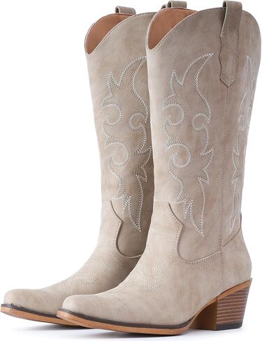 أحذية رعاة البقر IUV للنساء Western Cowgirl Boots Mid Calf Pointy Toe Boot in Kuwait