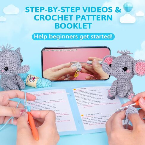 Crochetta Crochet Kit for Beginners, Beginner Crochet Kits for Adults with Step-by-Step Video Tutorials, DIY Knitting & Crocheting Craft Hobbies Supplies, Bonsai Tree Amigurumi(40%+ Yarn) in Kuwait