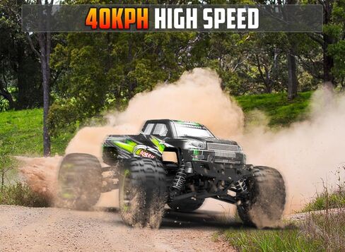 RACENT 1:16 RC Truck 4x4 Hobby RC Car 40KPH عالية السرعة شاحنة التحكم عن بعد للأطفال البالغين، شاحنة الوحش على الطرق الوعرة مع تحكم راديو 2.4 جيجا هرتز، بطاريتان in Kuwait