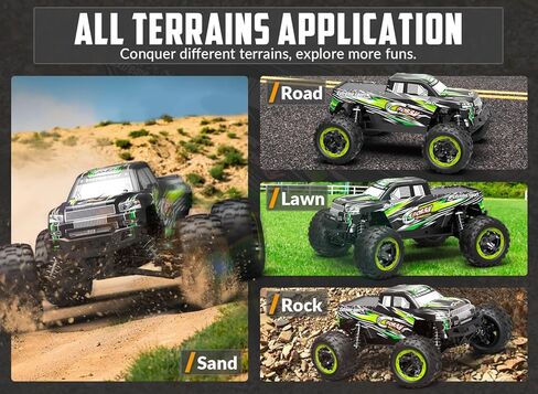 RACENT 1:16 RC Truck 4x4 Hobby RC Car 40KPH عالية السرعة شاحنة التحكم عن بعد للأطفال البالغين، شاحنة الوحش على الطرق الوعرة مع تحكم راديو 2.4 جيجا هرتز، بطاريتان in Kuwait