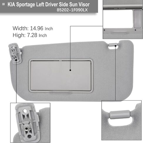 Driver & Passenger Side Sun Visor Replacement Compatible with KIA Sportage 2005-2010 Sun Shade Without Light Replacement 85202-1F090LX 85201-1F090LX Color Gray in Saudi Arabia