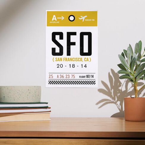 Lantern Press 8x12 Art Print, San Francisco, California, SFO, Luggage Tag in Saudi Arabia