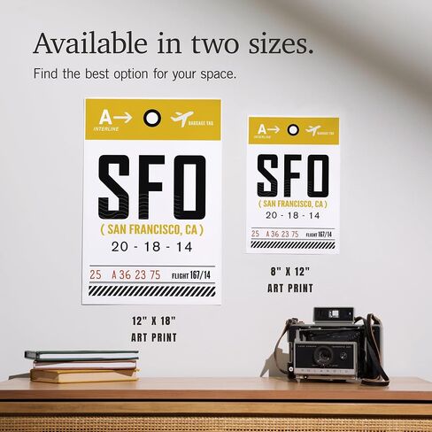 Lantern Press 8x12 Art Print, San Francisco, California, SFO, Luggage Tag in Saudi Arabia