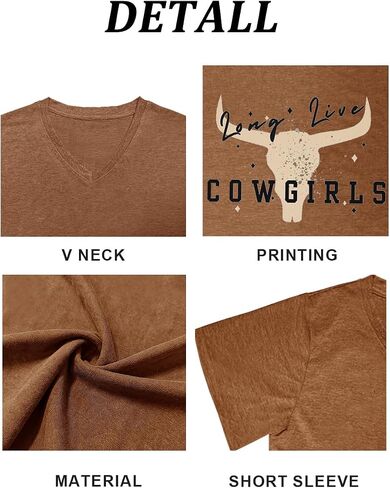 Western Country Shirt for Women Cowgirl Cartoon Boots V Neck Short Sleeve Tops Vintage Cowboy Graphic Tees in Saudi Arabia