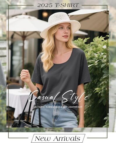 Ficerd 4 Pack Women's Scoop Neck Fit Terts Tirts Basic Nasure Short Sleeve Tops Tops Soft Layer Summer Tees in Saudi Arabia