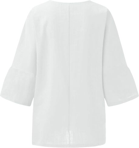 UOFOCO Cotton Lien Shirts for Women Squaer Neck 3/4 Sleeve Solid Color Tops 2025 Summer Casual Loose Beach Vacation Tees in Saudi Arabia