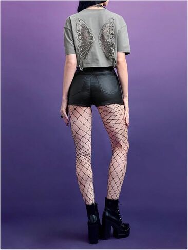 Verdusa Women's Butterfly Mesh Fairy T chirts تسقط قمم محصول القوطي الكتف in Kuwait