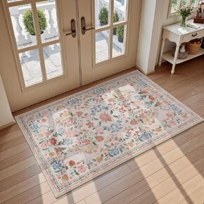 AMOAMI Vintage Floral Runners for Hallways Indoor, 2x6 Kitchen Runner Rug Non Slip Machine Washable Entryway Rug Runner Ultra Soft Boho Carpet Runner for Hallway Kitchen Bedside Entryway, Beige in Kuwait