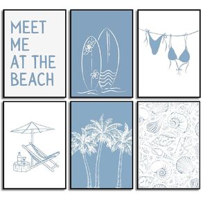ZUGHRERF Coastal Granddaughter Wall Art Pink Shell Bikini Wall Decor Starfish Palm Tree Poster Prints Artwork Meet Me At The Beach Preppy Aesthetic for Girly Room Dorm Apartment Home Decor 8x10in in Saudi Arabia
