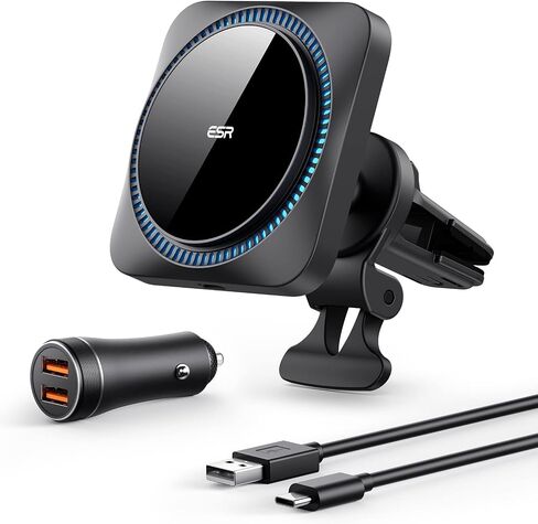 ESR for Qi2 15W MagSafe Car Mount Charger with CryoBoost, Phone Cooling Qi2-Certified MagSafe Car Charger, Air Vent/Dashboard Magnetic Wireless Car Charger for iPhone 16/15/14/13/12, Fast Charger in Saudi Arabia