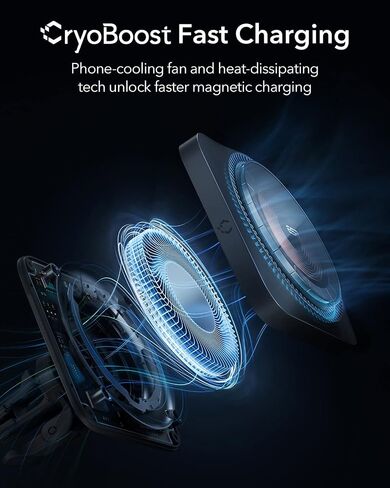 ESR for Qi2 15W MagSafe Car Mount Charger with CryoBoost, Phone Cooling Qi2-Certified MagSafe Car Charger, Air Vent/Dashboard Magnetic Wireless Car Charger for iPhone 16/15/14/13/12, Fast Charger in Saudi Arabia
