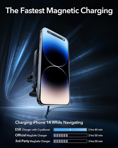 ESR for Qi2 15W MagSafe Car Mount Charger with CryoBoost, Phone Cooling Qi2-Certified MagSafe Car Charger, Air Vent/Dashboard Magnetic Wireless Car Charger for iPhone 16/15/14/13/12, Fast Charger in Saudi Arabia