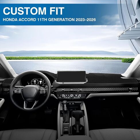 KUST Car Dash Cover for Honda Accord 2023-2026 Left Hand Drving Dash Carpet Polyester Non-Slip Dash Protector Interior Accessories for Accord Custom Fit Dash Mat Sunshade Windshield Glare Black in Saudi Arabia