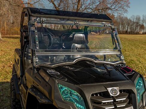 الزجاج الأمامي Superatv Scratch Resistant Flip لعام 2014+ CFMOTO UFORCE 800 ، المصنوع من 1/4 بوصة من البولي المغلفة الصلبة ، يمكن أن يتم إغلاقه ، أو تنفيس ، أو مفتوح بالكامل ، الولايات المتحدة الأمريكية مصنوعة in Saudi Arabia