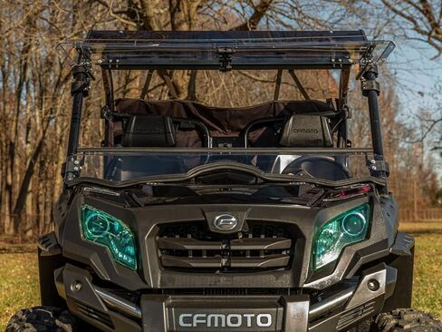 الزجاج الأمامي Superatv Scratch Resistant Flip لعام 2014+ CFMOTO UFORCE 800 ، المصنوع من 1/4 بوصة من البولي المغلفة الصلبة ، يمكن أن يتم إغلاقه ، أو تنفيس ، أو مفتوح بالكامل ، الولايات المتحدة الأمريكية مصنوعة in Saudi Arabia