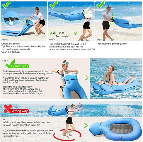SEGOAL Pool Floats Inflatable Floating Lounger Chair Water Hammock Raft Swimming Ring Pool Float, Lightweight Single Layer Nylon Fabric No Pump Required, 3 Seconds Filling The Air in Saudi Arabia