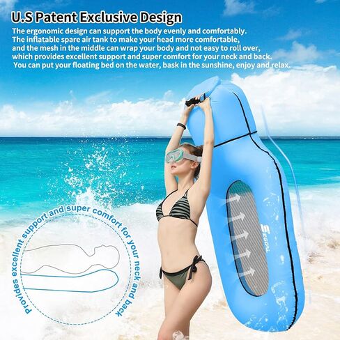 SEGOAL Pool Floats Inflatable Floating Lounger Chair Water Hammock Raft Swimming Ring Pool Float, Lightweight Single Layer Nylon Fabric No Pump Required, 3 Seconds Filling The Air in Saudi Arabia