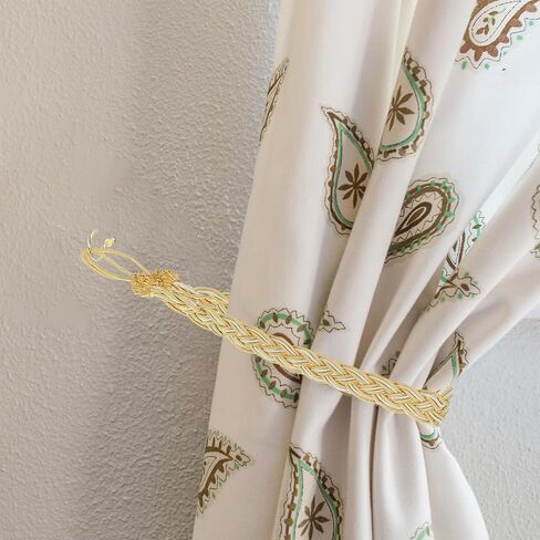 uxcell 2Pcs Curtain Tiebacks, 58cm/23 Braided Drapery Holdback Holder Decorative Rope Tie Back, Gold in Saudi Arabia