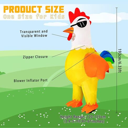 Inflatable Chicken Costume Adult, Blow up Chicken Costumes Funny Rooster Costumes for Men Women for Halloween Cosplay Party (Adult) in Kuwait